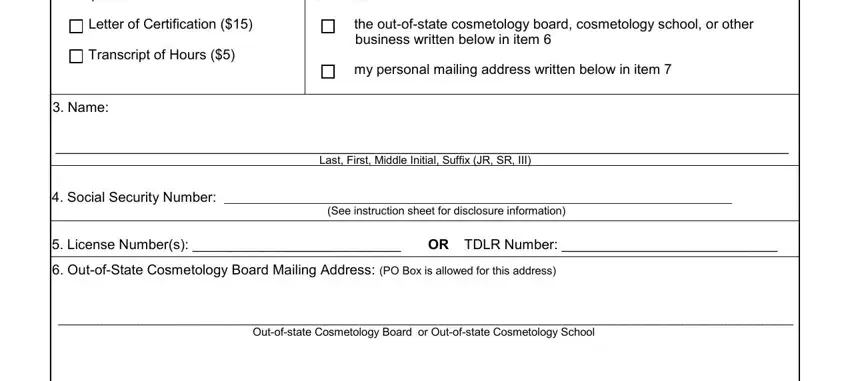 Filling in part 1 of tdlr form request