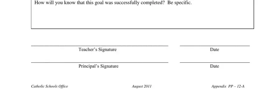 Filling in part 2 in teacher goal form create