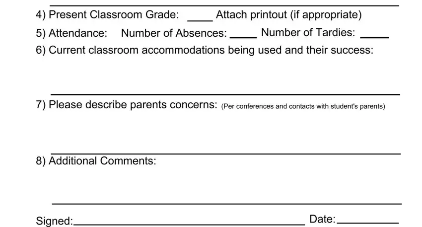 Writing part 2 of teacher input form for iep