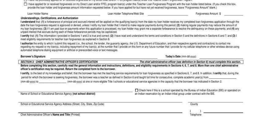 Completing segment 2 of form loan forgiveness application