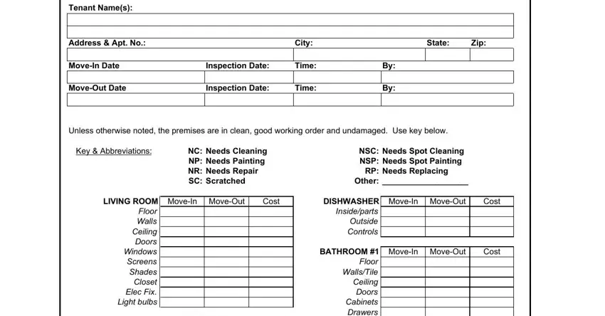 Stage # 1 for submitting Tenant Move-Out Checklist Form