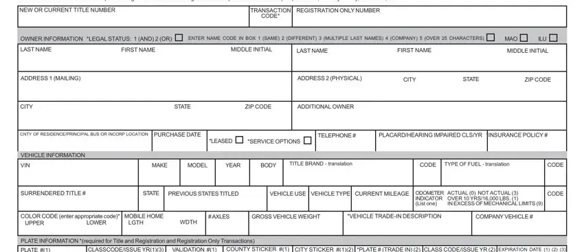 Writing part 1 of tennessee title application form