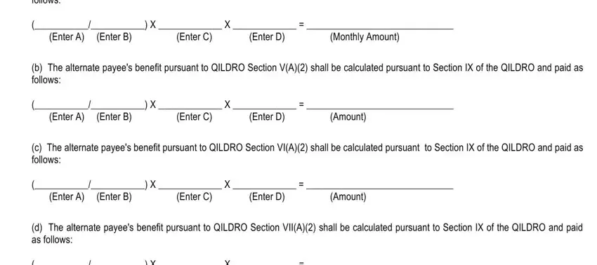 Step no. 4 of filling out qildro calculation court order state universities retirement system