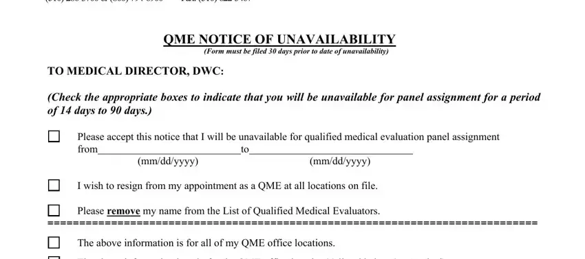 Qme Form 109 completion process outlined (step 1)