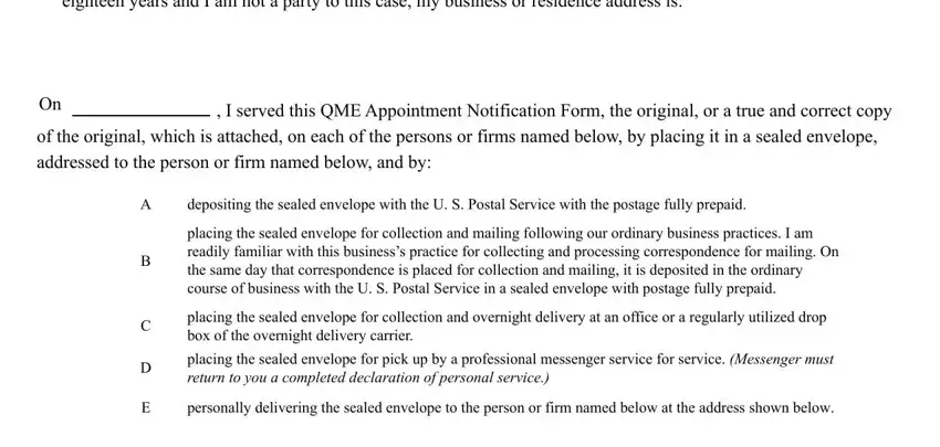 placing the sealed envelope for, addressed to the person or firm, and I declare that I am a resident of of Qme Form 110