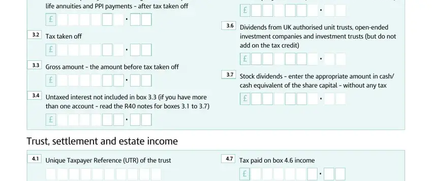 life annuities and PPI payments, cash equivalent of the share, and Trust settlement and estate income in R40 Online Form