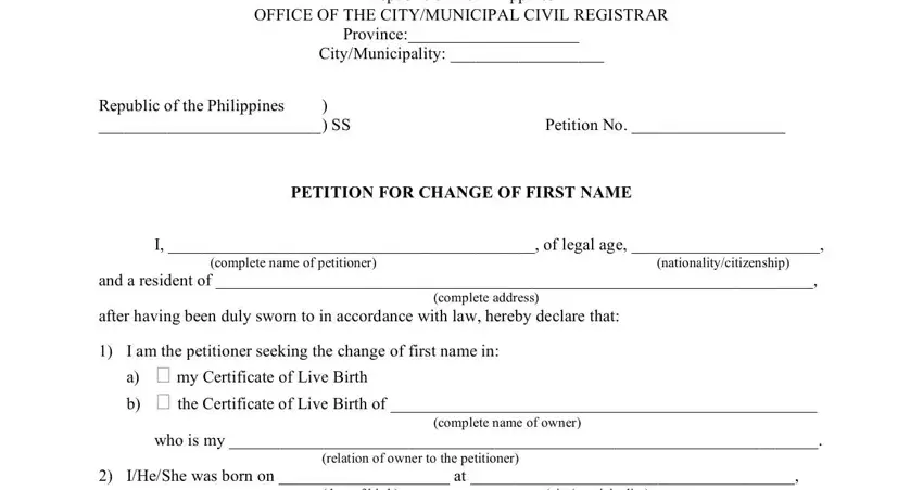 Stage # 1 of filling in deed poll philippines