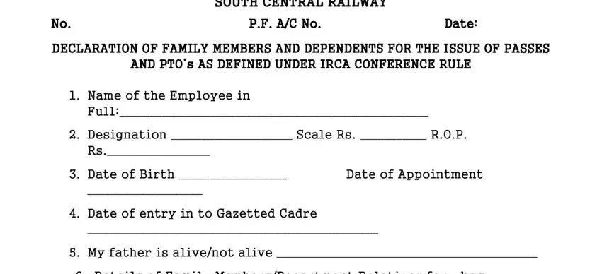 family declaration form railway writing process clarified (step 1)