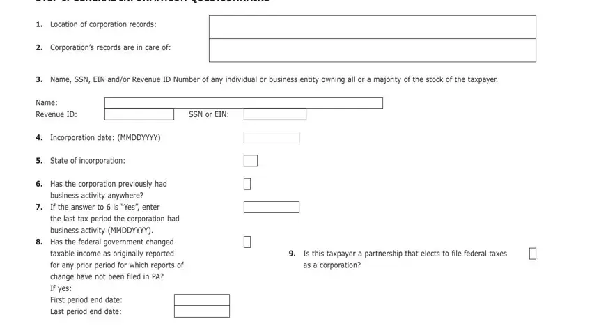 business activity MMDDYYYY, Name, and Revenue ID inside Rct Fill Form