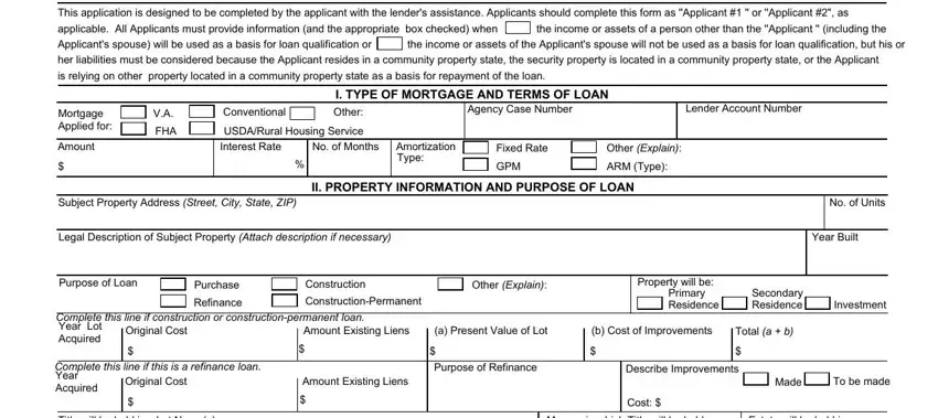 Part # 1 of filling out uniform residential loan application 1003 fillable