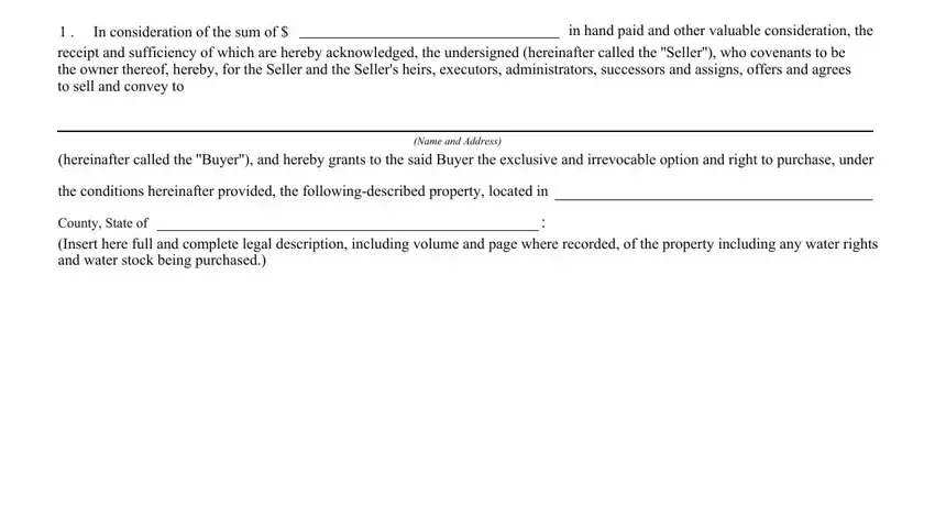 Learn how to fill out option purchase real property portion 1