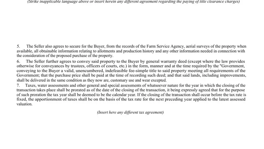 Filling out part 3 of option purchase real property