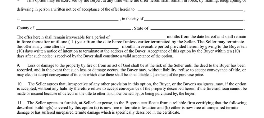Completing segment 4 in option purchase real property