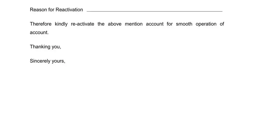 Stage no. 2 of submitting bank account reactivation letter sample