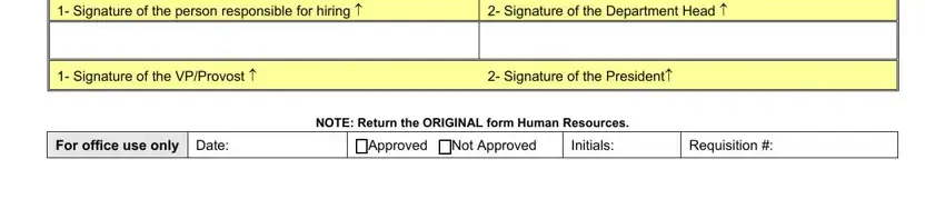 Signature of the President, Requisition, and Approved Not Approved inside recruitment form pdf