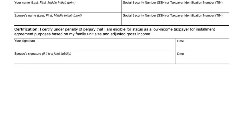 Filling out segment 2 in irs form13844 printable