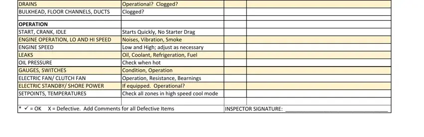 Completing part 2 of reefer checklist