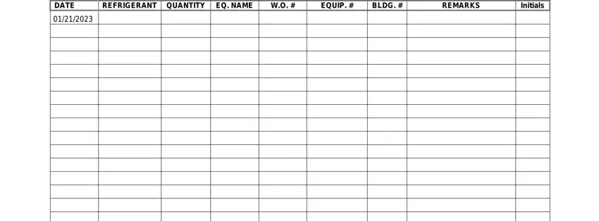 Refrigerant Log Form Fill Out Printable PDF Forms Online