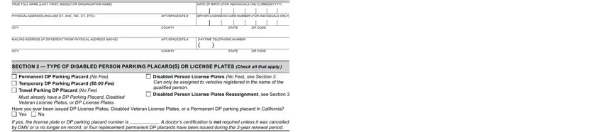 How you can fill out dmv california disabled placard step 1