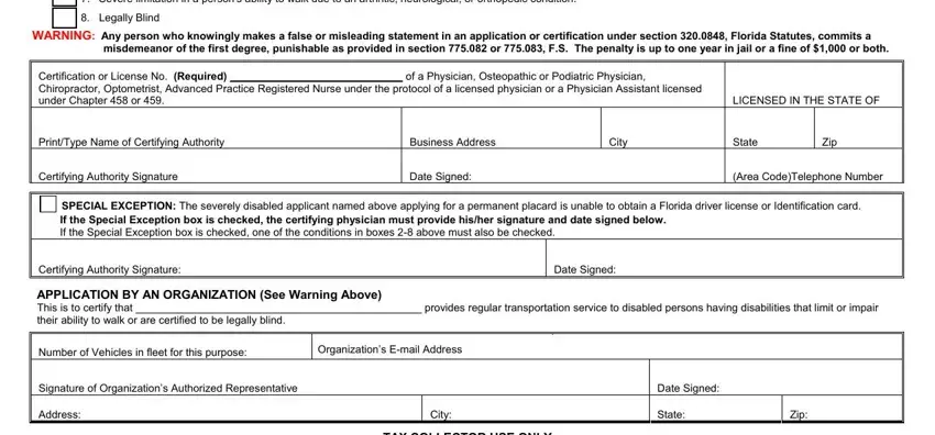 Completing part 2 of parking permit florida pdf