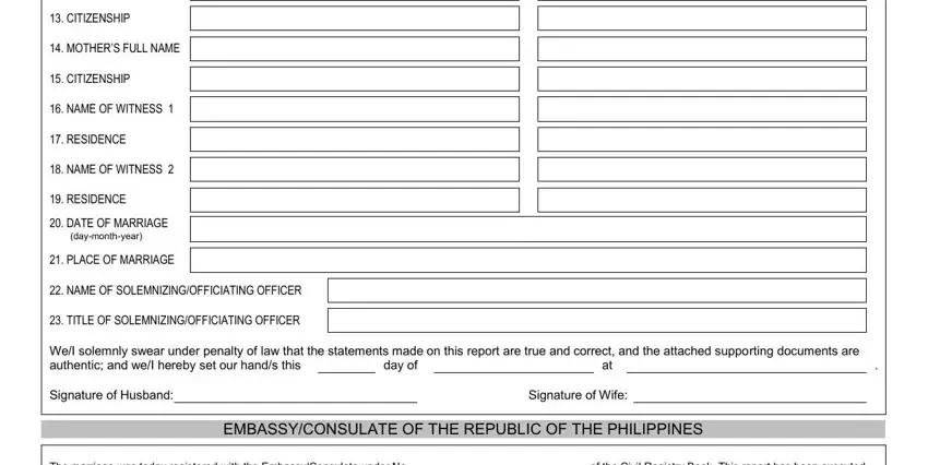 Filling in segment 2 in report of marriage form pdf