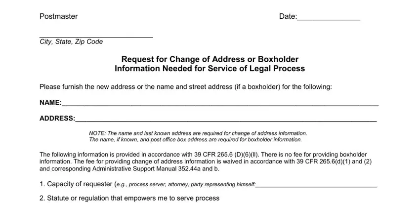 Completing section 1 in request change address information
