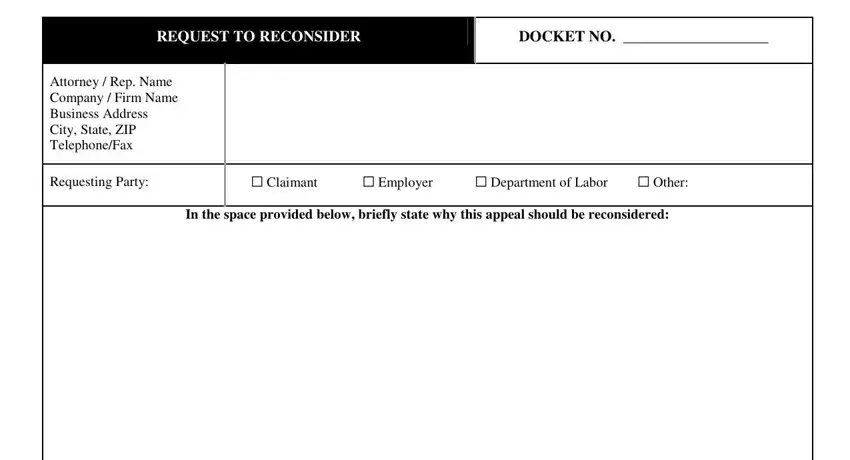 Part no. 1 of filling in Tribunals