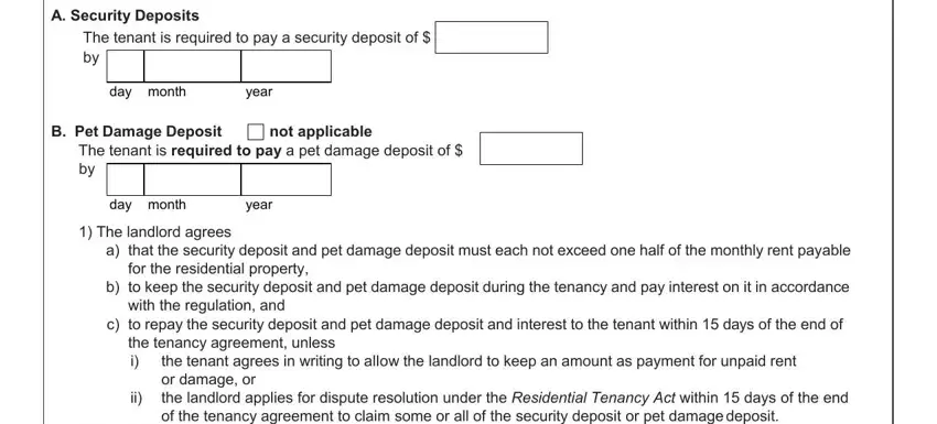 The tenant is required to pay a, The tenant is required to pay a, and day month inside tenancy agreement form bc
