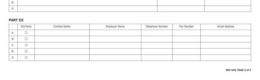 Telephone Number, Contact Name, and PART III in Rev 545 Form