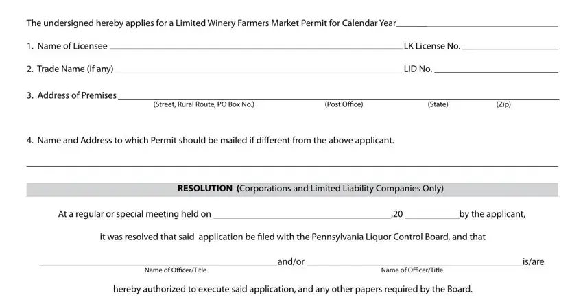 Part # 1 for filling in form 2404 market permit form