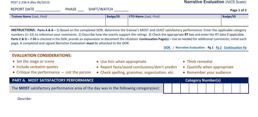 Part number 4 of filling in fto daily observation report