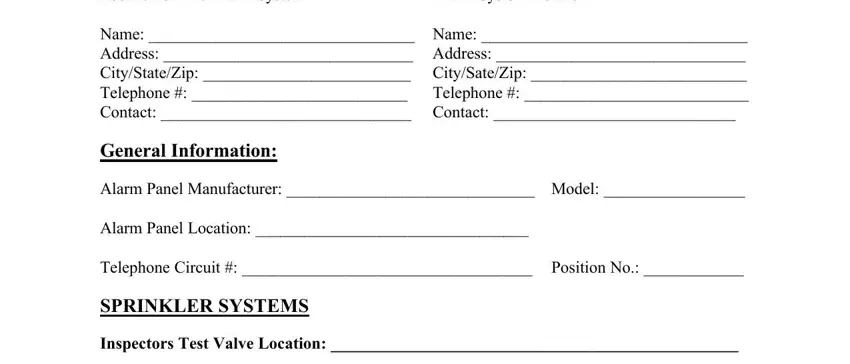 Writing segment 1 of fire sprinkler certificate of completion