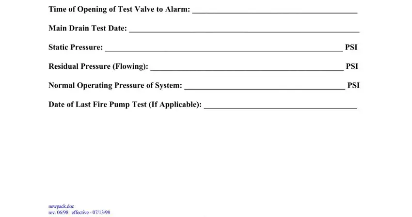 Filling in section 2 in fire sprinkler certificate of completion