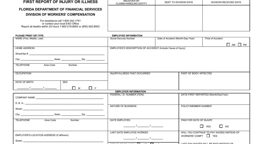 Tips on how to fill out report of injury form stage 1