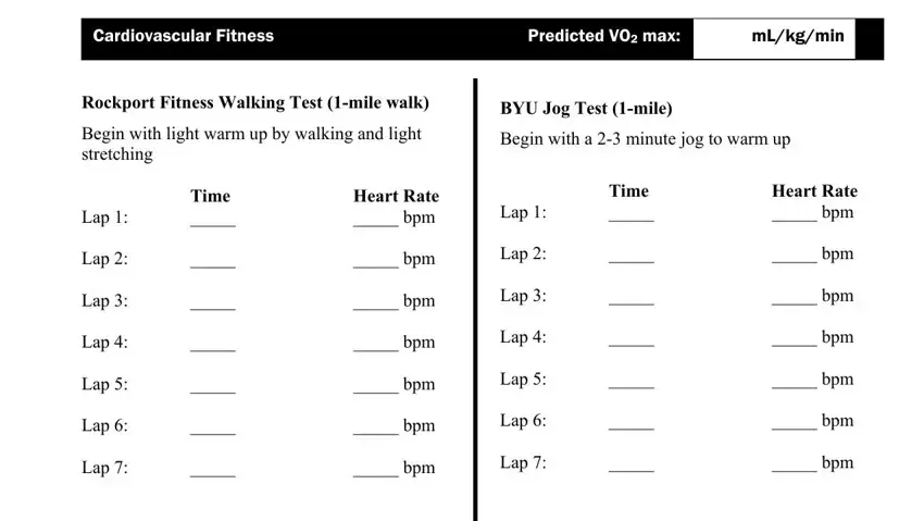 The way to fill out fitness test template part 2