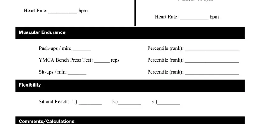 Stage no. 3 for filling in fitness test template