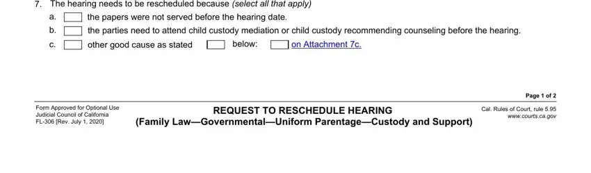 Page  of, REQUEST TO RESCHEDULE HEARING, and Family LawGovernmentalUniform of ca fl 306
