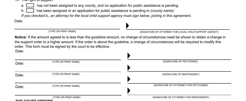 Filling out section 5 in child stipulation form