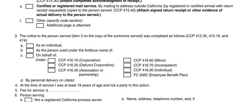 Filling in segment 5 of summons joinder