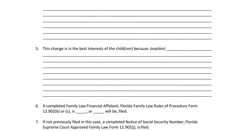 Filling in section 4 of florida form child