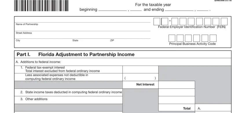 Filling out segment 1 of form 1065 f