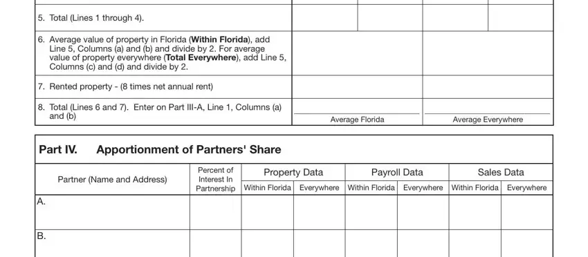 Part IV, Property Data, and Percent of Interest In Partnership in form 1065 f