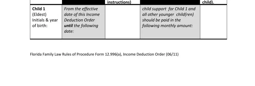 Stage number 5 of filling in income deduction order florida