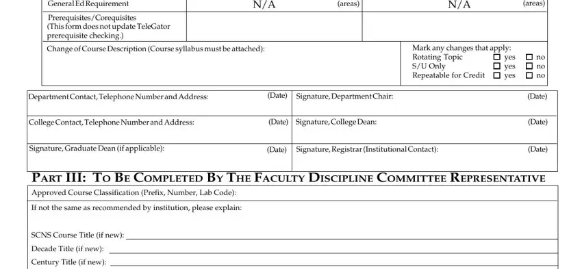 Change of Course Description, areas, and Signature Graduate Dean if of Florida Form Ucc2