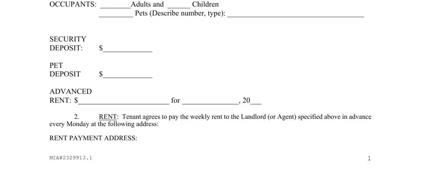 Filling out section 2 of printable rental agreement