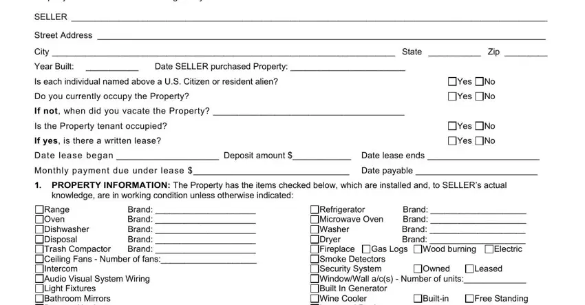 Filling out part 1 of copy of a florida seller disclosure form