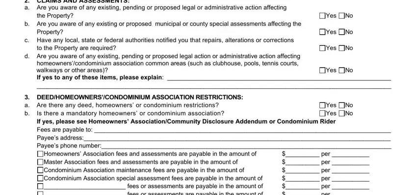 Filling in section 3 in copy of a florida seller disclosure form