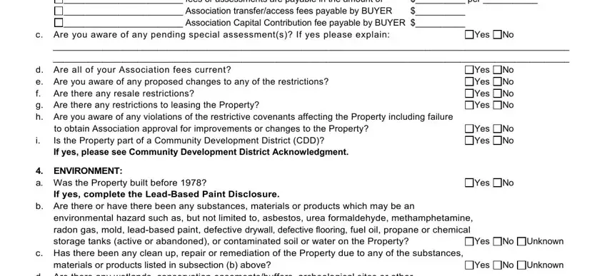 Filling in part 4 in copy of a florida seller disclosure form