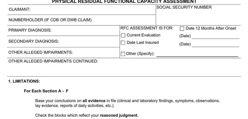 Filling in segment 1 in residual functional capacity evaluation form