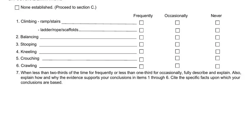 Step # 4 of filling in residual functional capacity evaluation form